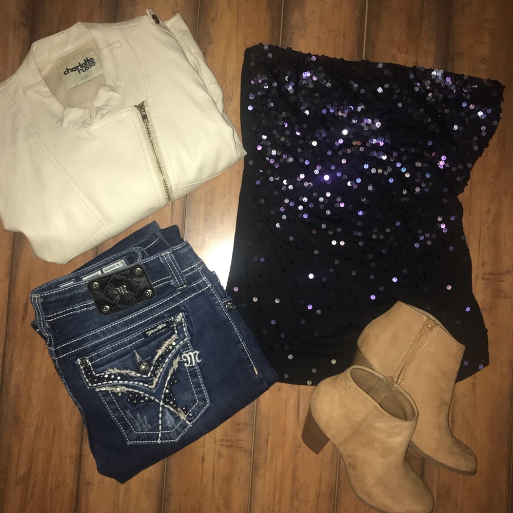 Express Strapless Sequined Top - Picture 2 of 5
